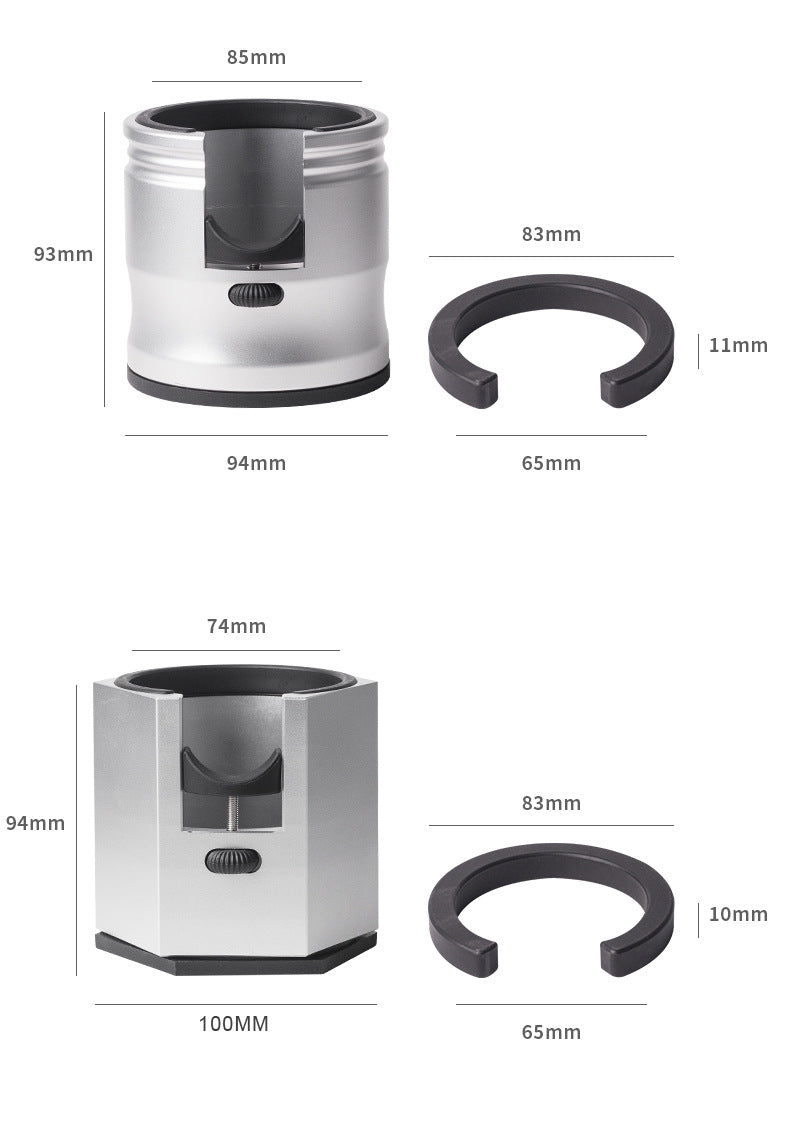 Dark Grey Round Professional Aluminum Espresso Tamping Station - Adjustable Portafilter Holder Stand