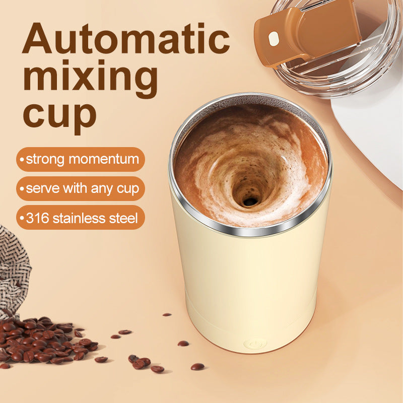 Pink 316 Stainless Steel Rechargeable Electric Self-Stirring Mug - 420ml Automatic Mixing Cup with Magnetic Rotor