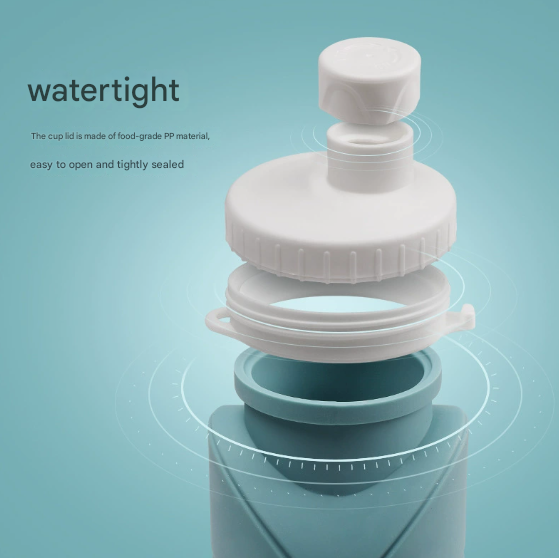 Pink Portable Silicone Collapsible Water Bottle - Foldable Sports Cup for Cycling and Outdoor Fitness