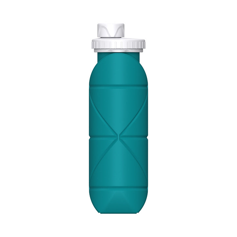 Blue-green Portable Silicone Collapsible Water Bottle - Foldable Sports Cup for Cycling and Outdoor Fitness
