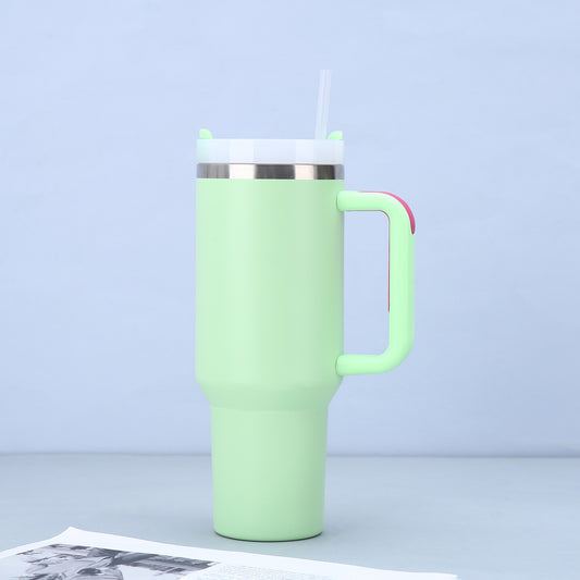 Chartreuse 40oz Stainless Steel Tumbler with Handle & Straw - Large Capacity Insulated Travel Mug