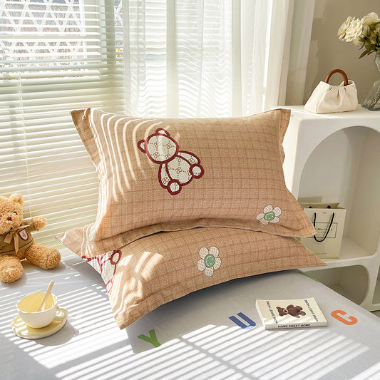 Inspirational Bear 100% Cotton Pillowcase Set (Pack of 2) - Breathable Standard Size 48x74cm Pure Cotton Pillow Covers