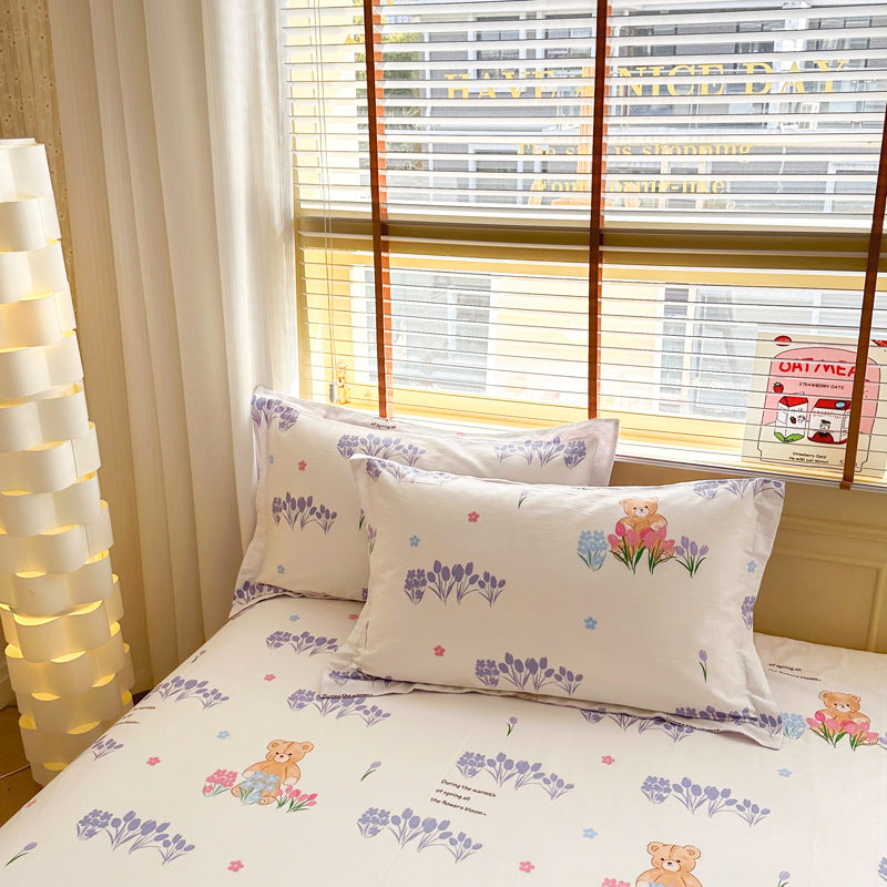 Coco Bear 100% Cotton Pillowcase Set (Pack of 2) - Breathable Standard Size 48x74cm Pure Cotton Pillow Covers