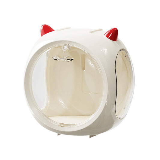 2PCS Beige Cute Magnetic Display Case - Dustproof 'Space Capsule' Box for Figures & Collectibles