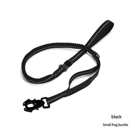 Black Shock Absorbing Dog Leash with Reflective Stitching - 135cm for Small to Large Dogs
