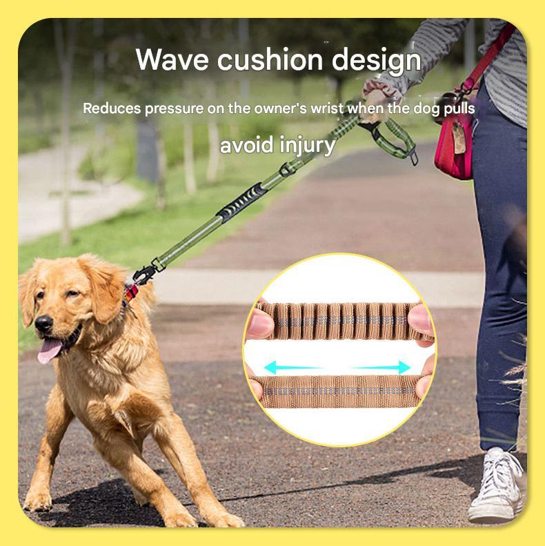 Grey Shock Absorbing Dog Leash with Reflective Stitching - 135cm for Small to Large Dogs