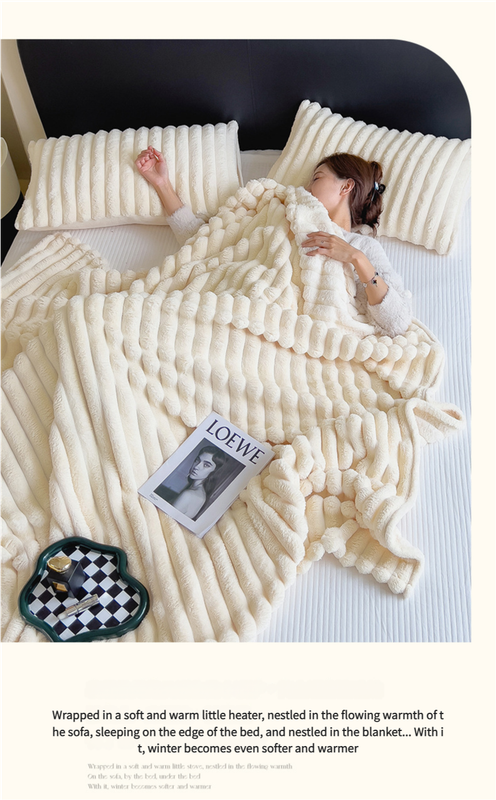 Grey plush tufted blanket - double-sided for warmth and skin-friendly comfort( 100*150cm)