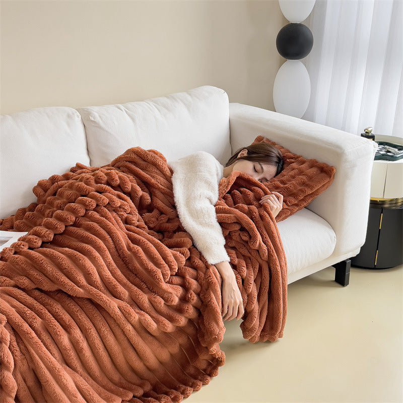 Brown plush tufted blanket - double-sided for warmth and skin-friendly comfort( 100*150cm)