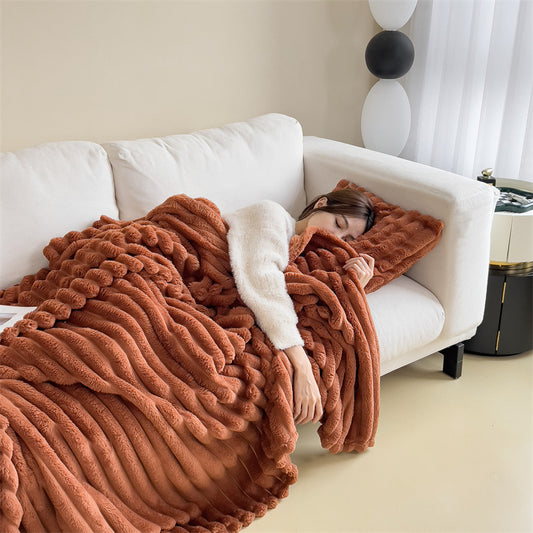 Brown plush tufted blanket - double-sided for warmth and skin-friendly comfort( 100*150cm)