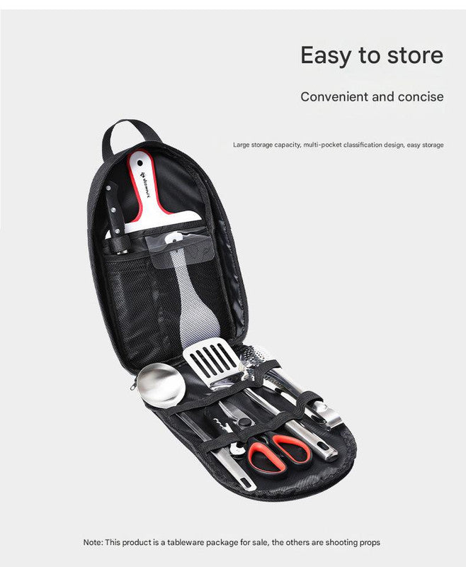 Portable Kitchen Utensil Storage Bag - Lightweight Organizer for Camping and Outdoor Cooking, Green