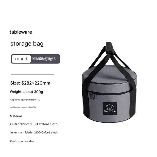 Portable Outdoor Kitchen Utensil Organizer,Waterproof Camping Cookware Storage Bag, Smoke Gray-Size L