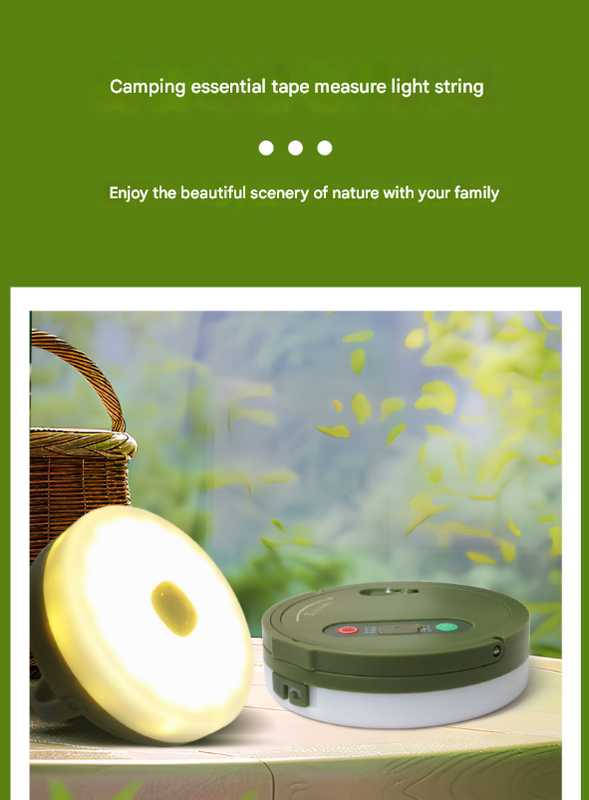 Rechargeable LED Camping Light with 10m Retractable String Light (Color lights)