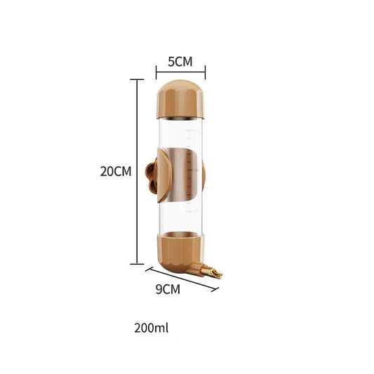 Brown Automatic Bird Water Feeder Bottle (200ml) - Leakproof No-Drip Dispenser for Parrots