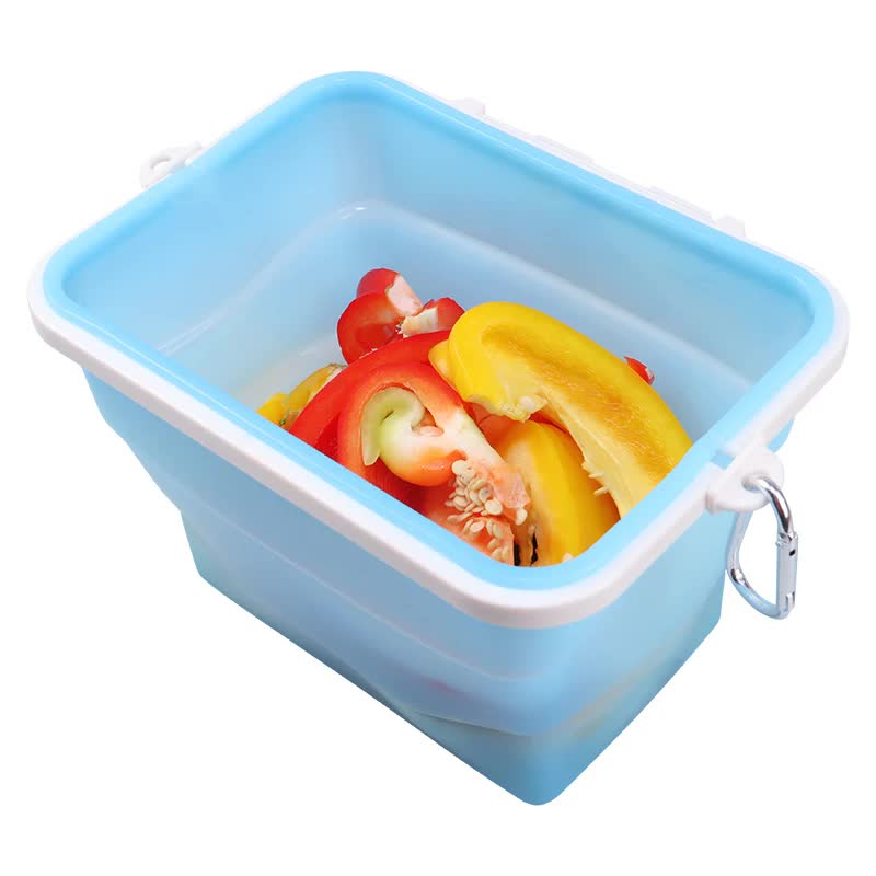 2 Pcs Blue Collapsible Silicone Food Storage Container - Microwave & Freezer Safe Lunch Box