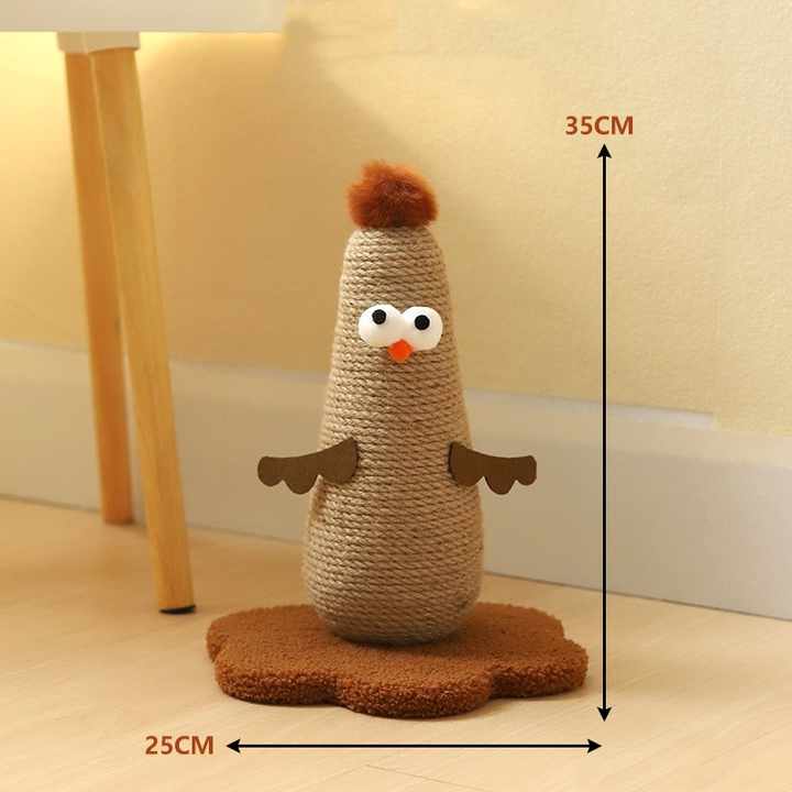 Coffee Adorable Chick Cat Scratching Post - Durable Sisal Rope Scratcher Toy for Cats & Kittens