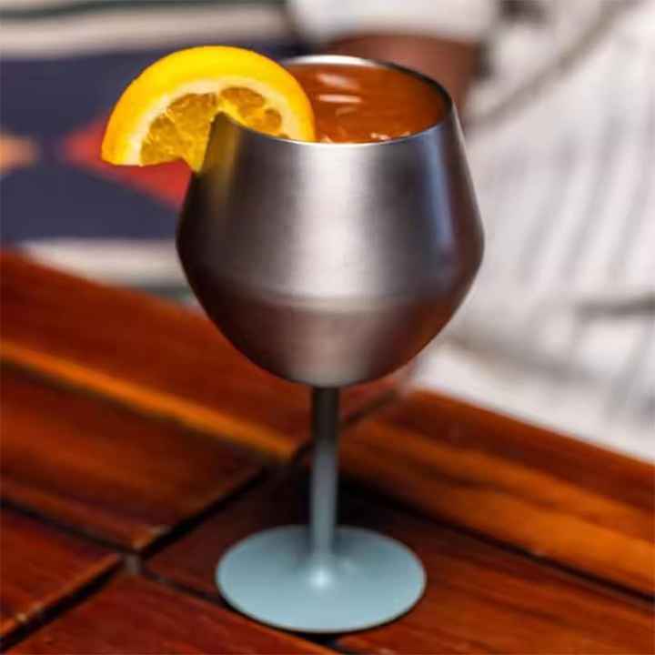 2 Pcs White Detachable Stainless Steel Wine Glass - 14oz (420ml) Portable Stemmed Goblet for Outdoors & Travel