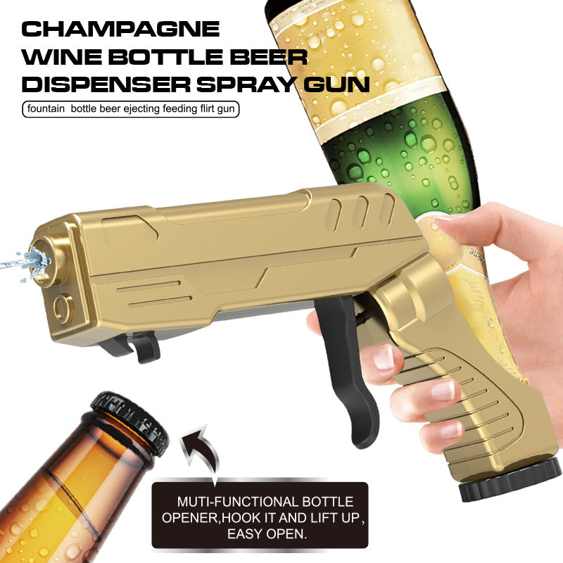 Gold Champagne & Beer Spray Gun - Ultimate Party Starter & Drink Dispenser with Bottle Opener