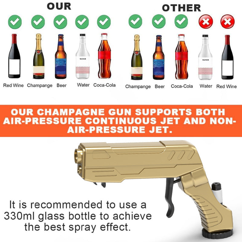 Black Champagne & Beer Spray Gun - Ultimate Party Starter & Drink Dispenser with Bottle Opener