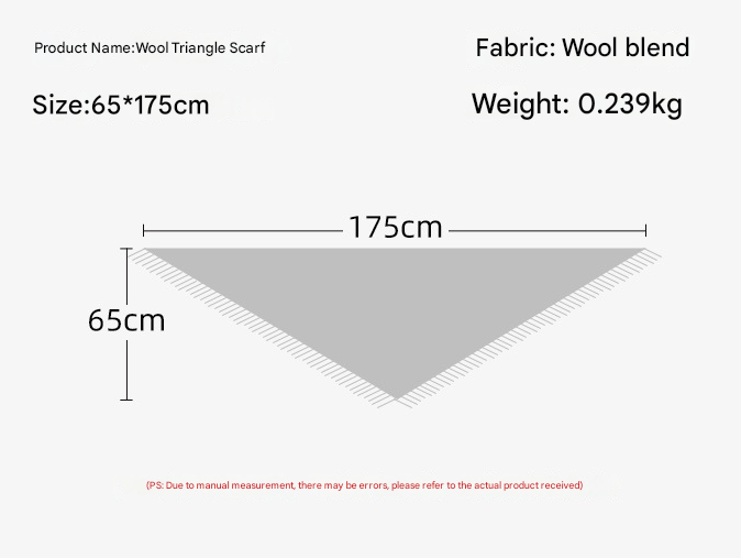 Grey Versatile Fringed Faux Wool Triangle Shawl - Warm Knitted Scarf