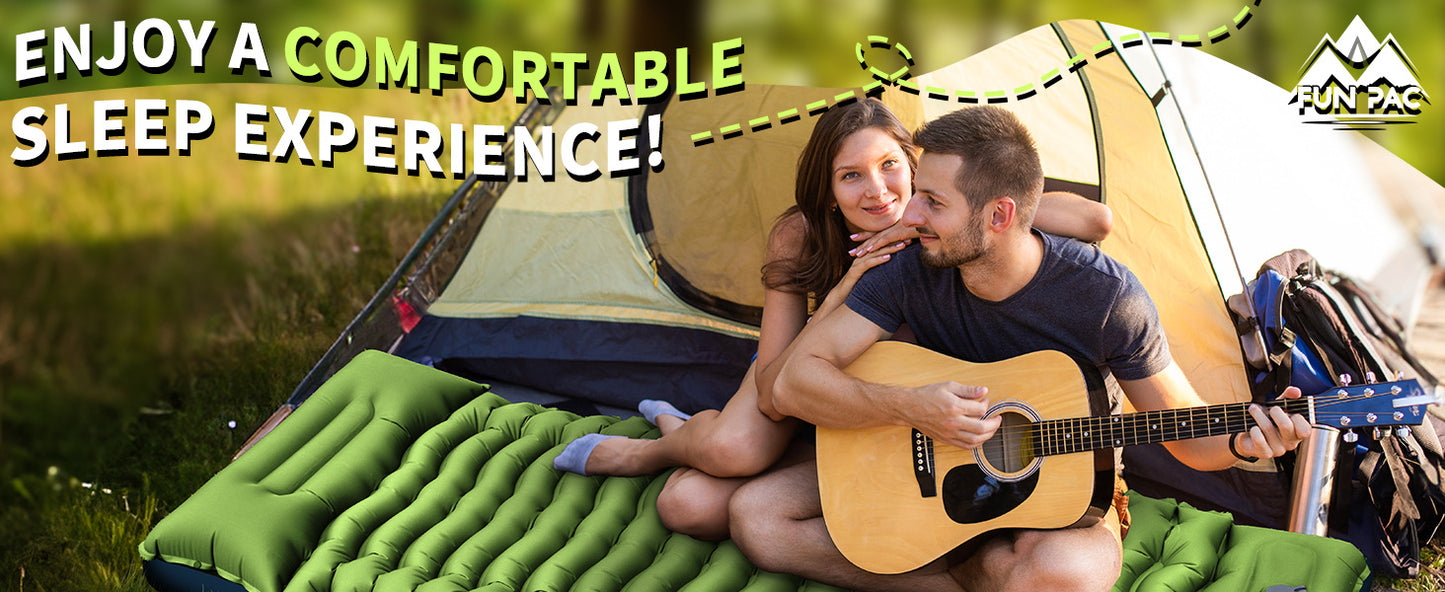 Green 190cm Ultra-Light Foot Pump Inflatable Camping Sleeping Pad