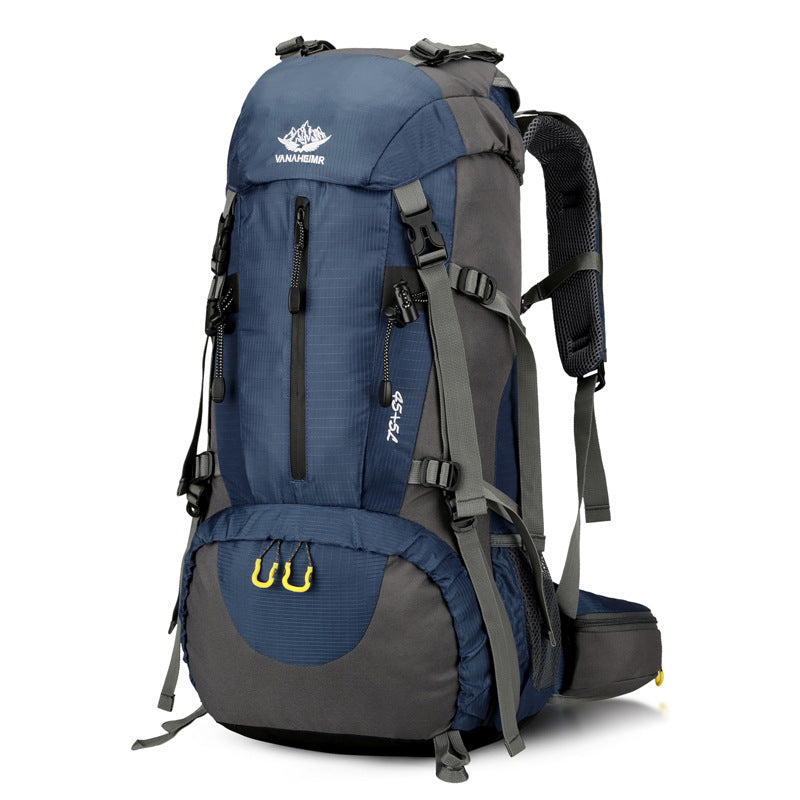 Navy Blue Nylon Hiking Backpack - Multifunctional Outdoor Sports Bag