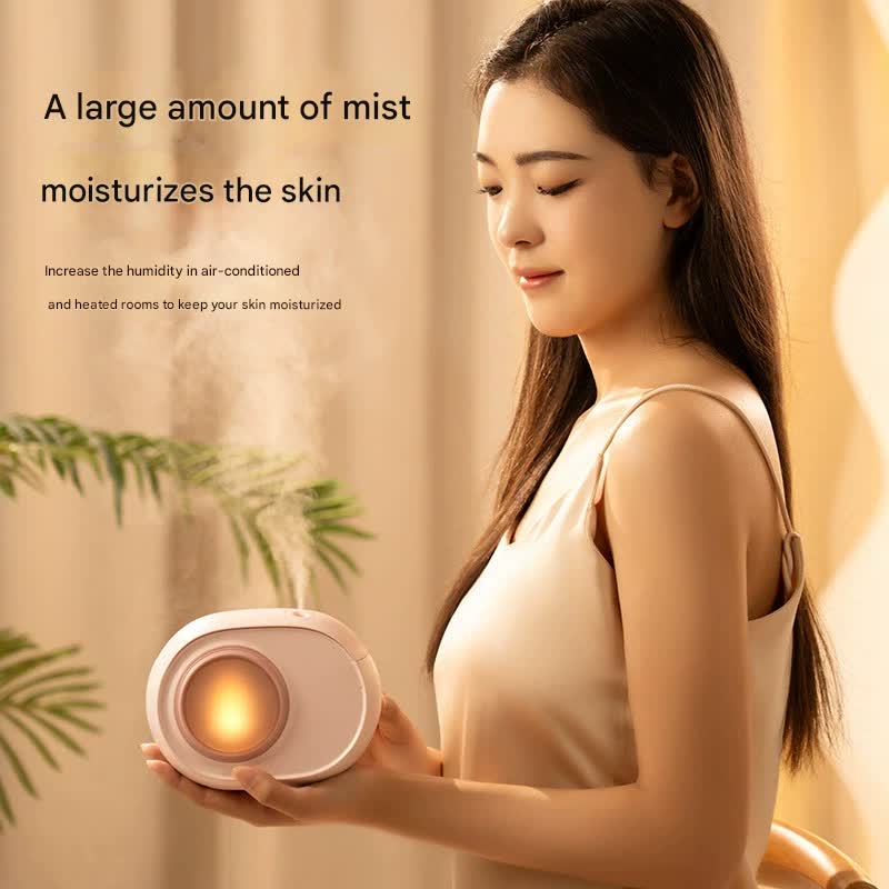 Compact Dual-Nozzle Humidifier with Ambient Light - USB-C Rechargeable, Two Mist Modes(Pink)