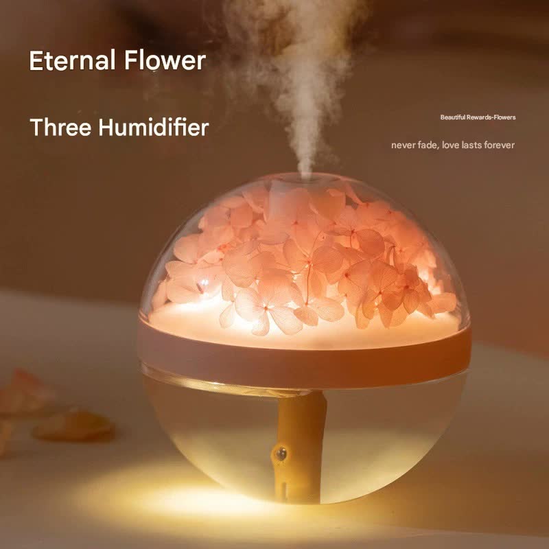 Eternal Flower Wireless Humidifier & Night Light - 270ml, 800mAh Rechargeable, Quiet Operation(pink)