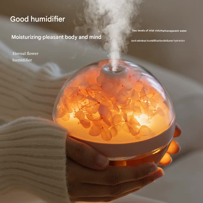 Eternal Flower Wireless Humidifier & Night Light - 270ml, 800mAh Rechargeable, Quiet Operation(blue)