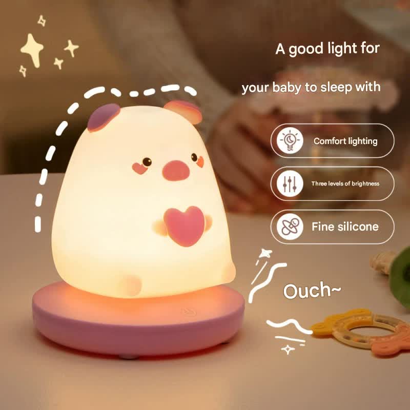 Adorable Animal Silicone LED Night Light - 3 Brightness Levels, USB Rechargeable, Touch Control(Lucky tiger)