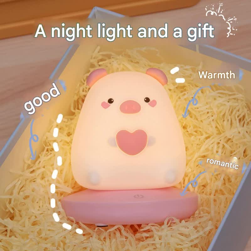 Adorable Animal Silicone LED Night Light - 3 Brightness Levels, USB Rechargeable, Touch Control(Little Panda)