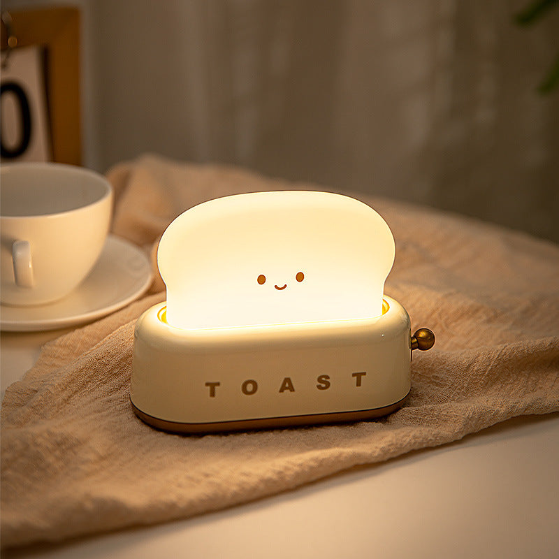 Adorable Toast-Shaped LED Night Light - Dimmable, Timer, USB-C Rechargeable, Long Battery Life(Yellow)