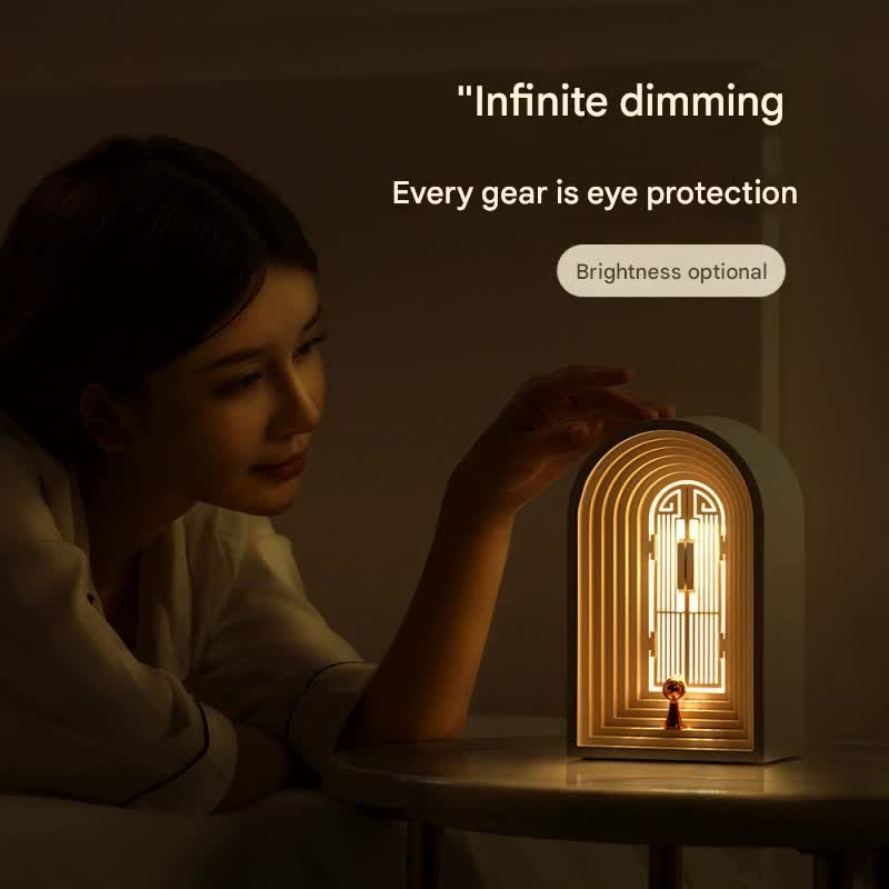 Magic Wishing Door LED Night Light & Bluetooth Speaker - Stepless Dimming, USB-C Rechargeable(White)