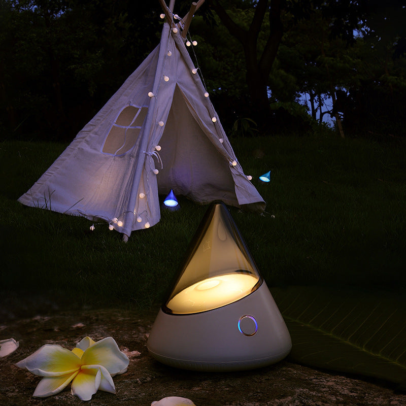 Cone Shaped Atmosphere Night Light - 4 Light Modes, Dimmable, USB-C Rechargeable(white)