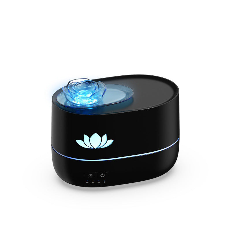 Creative Aroma Diffuser & Humidifier with 7-Hue Light - USB-C, Intelligent Timer & Delicate Mist(Lotus Aromatherapy Machine - Black)