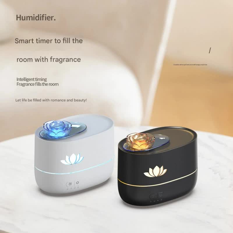 Creative Aroma Diffuser & Humidifier with 7-Hue Light - USB-C, Intelligent Timer & Delicate Mist(Lotus Aromatherapy Machine - Black)