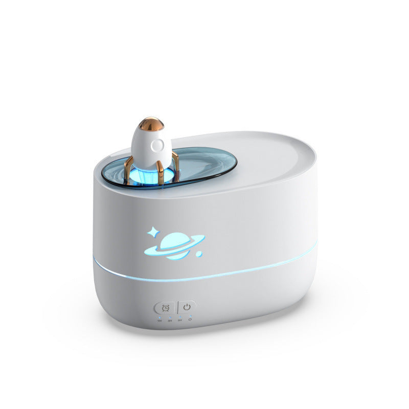 Creative Aroma Diffuser & Humidifier with 7-Hue Light - USB-C, Intelligent Timer & Delicate Mist(Rocket Aromatherapy Machine - White)