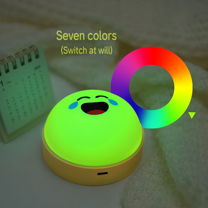 Fun Emoji LED Night Light - Tap Control, 7 Changing Options, 3 Brightness Levels & Magnetic Mount(Smiling emoticon)