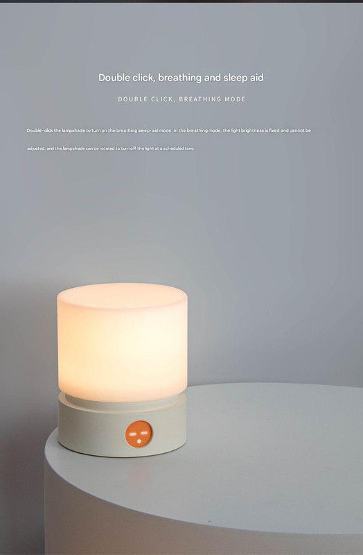 Cylindrical LED Night Light with Timer & Stepless Dimming - USB-C Rechargeable, 1200mAh Battery(Brown)