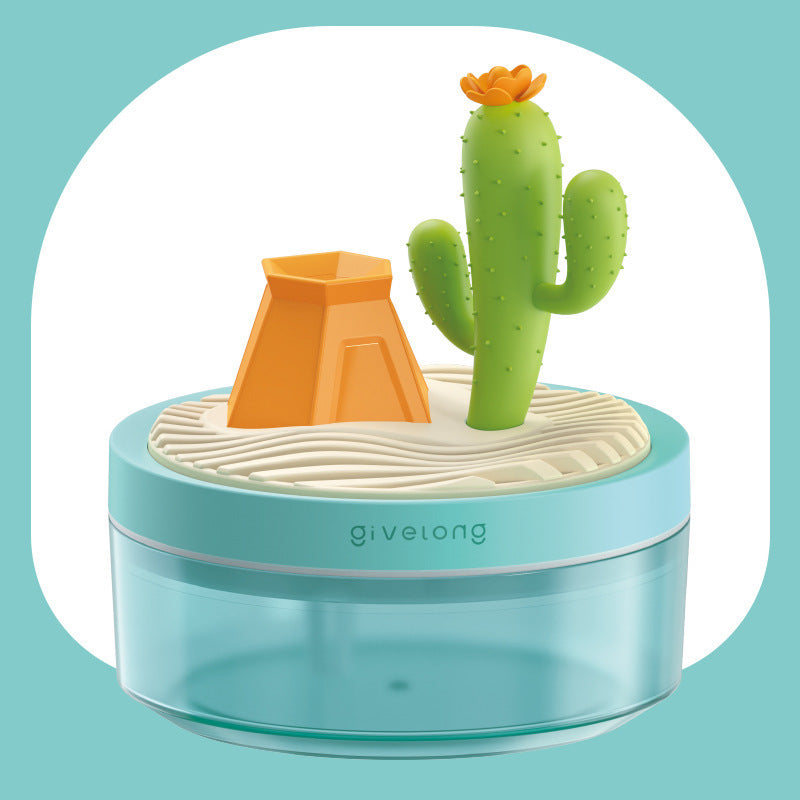 Landscape USB Humidifier with 7-Option Night Light - 320ml, Quiet Operation & Auto Shut-Off(Cactus)