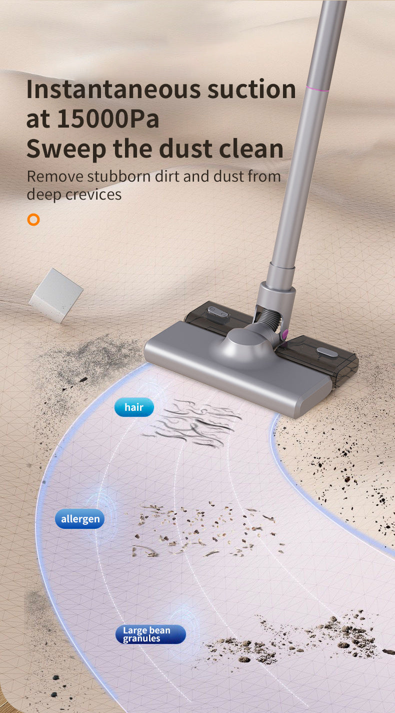 3-in-1 Wireless Vacuum Cleaner & Mop - Handheld/Stick, 3 Suction Levels, Mite Removal(grey)