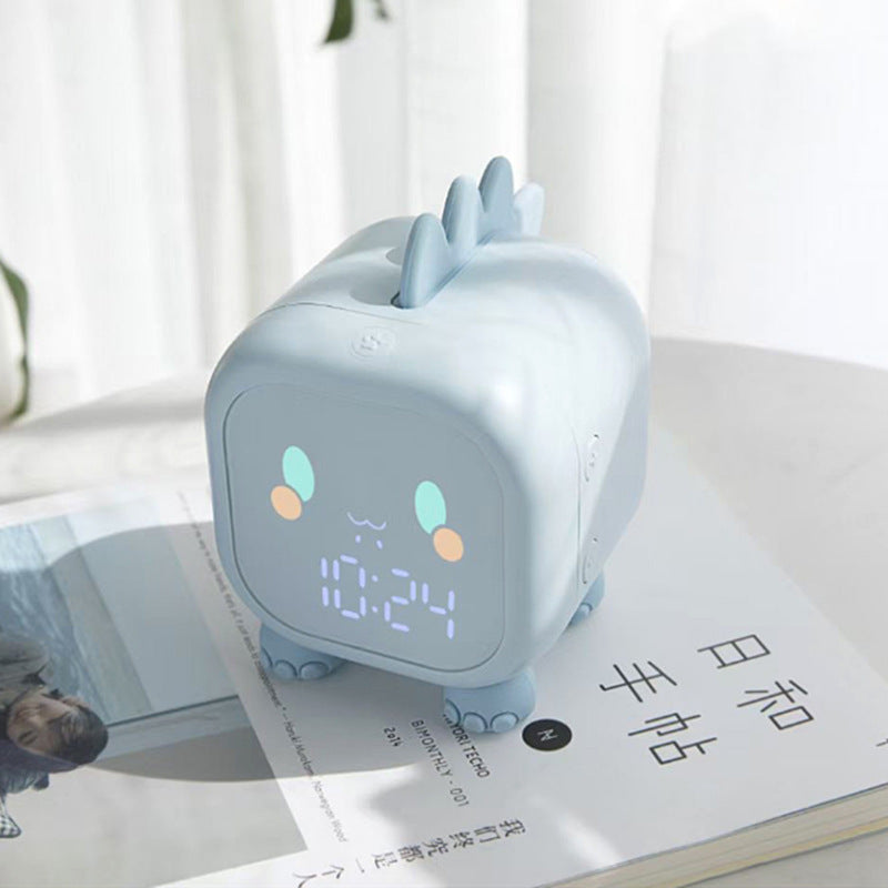 Cute Dinosaur Digital Alarm Clock- Sleep Trainer, Night Light, 6 Ringtones & Temperature Display(pink)
