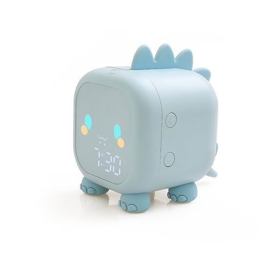 Cute Dinosaur Digital Alarm Clock for Kids - Sleep Trainer, Night Light, 6 Ringtones & Temperature Display(Blue)