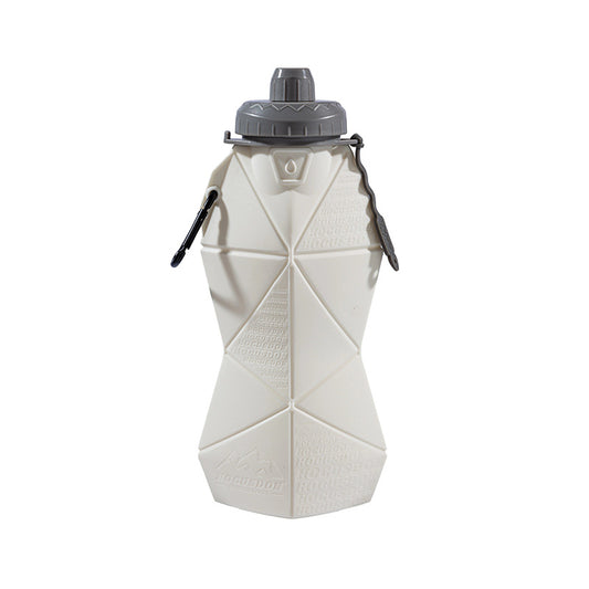 White and Grey Cup Lid Ultimate Foldable Silicone Water Bottle - Lightweight Leakproof Travel & Sports Hydration - 700ml