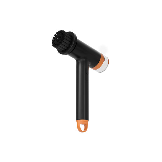Black and Orange Powerful Cordless Electric Spin Scrubber - Rechargeable Multi-Head Cleaning Brush with Soap Dispenser