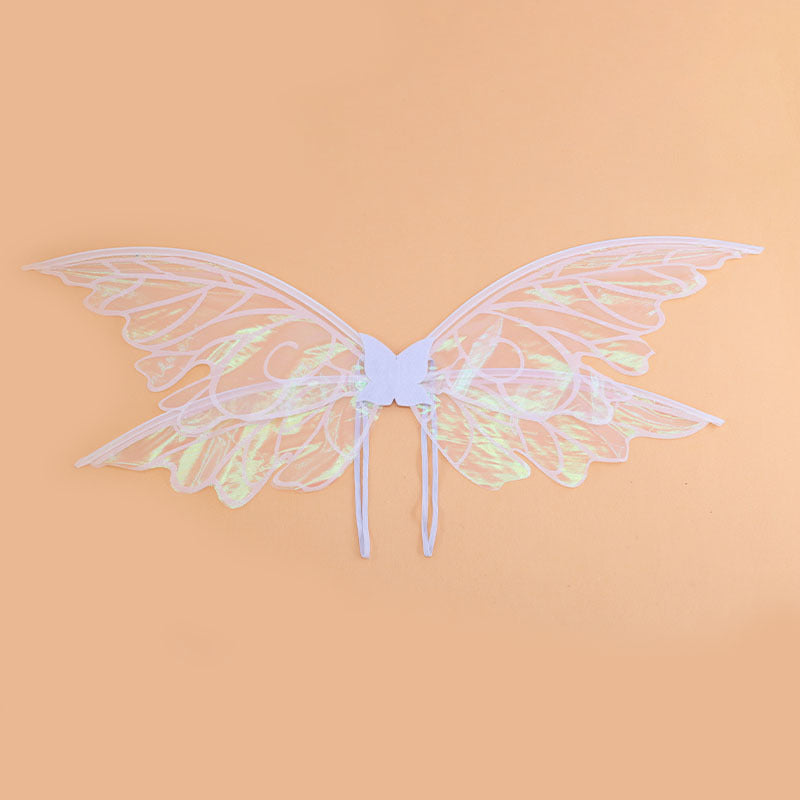 White Enchanting Iridescent Fairy Wings - Sparkle Butterfly Elf Wings for Costume Parties, Cosplay & Dress-Up Fun