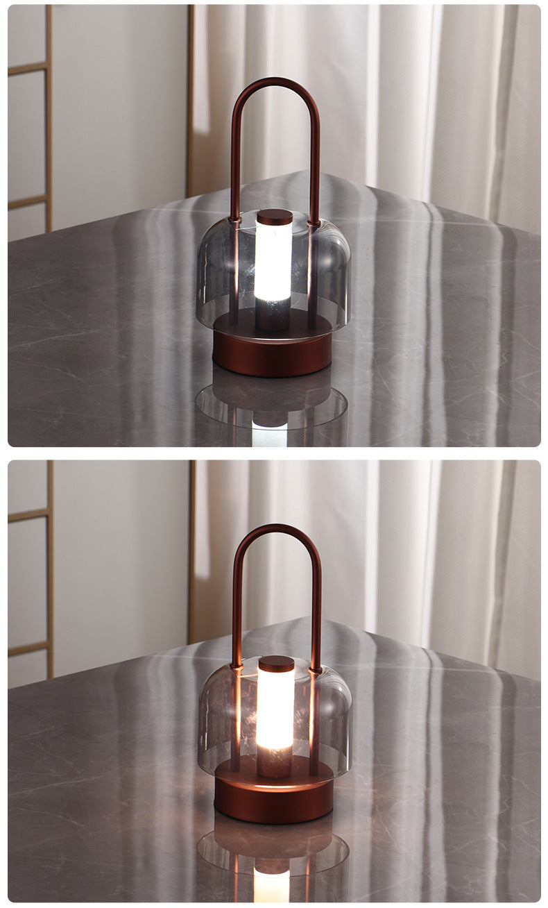 Black Modern Portable LED Mushroom Table Lamp - Rechargeable Touch Control Night Light with 3 Color Modes & Stepless Dimming