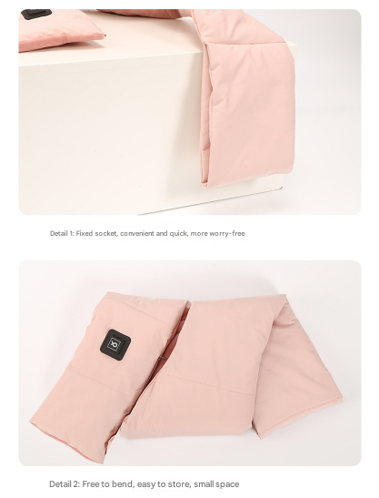 Black USB Electric Heated Scarf - Portable Puffer Neck Warmer with 3-Level Heat Control for Winter