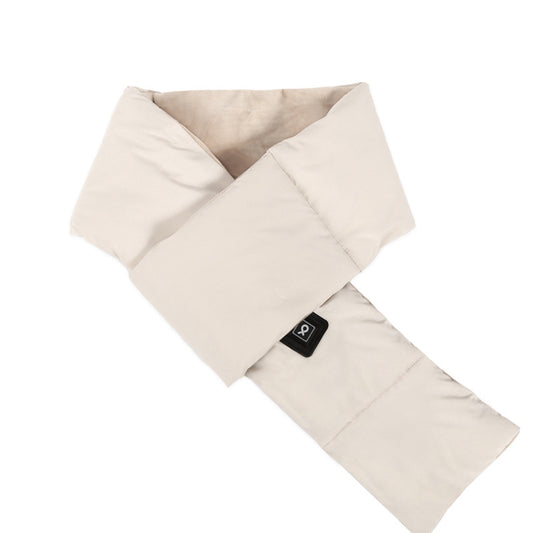 Beige USB Electric Heated Scarf - Portable Puffer Neck Warmer with 3-Level Heat Control for Winter