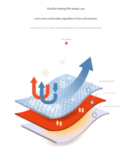 Beige USB Electric Heated Scarf - Portable Puffer Neck Warmer with 3-Level Heat Control for Winter