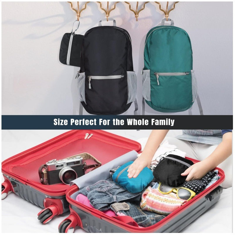 Black Ultra-Light Foldable Outdoor Backpack - Portable Travel Hiking Bag